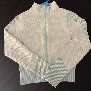 Women's White and Blue Textured Jacket